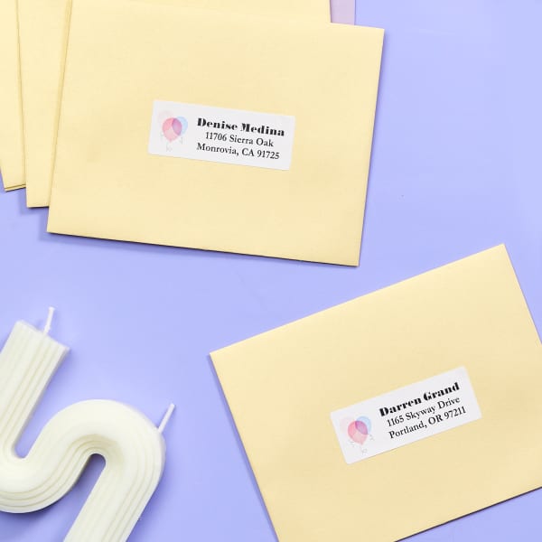 Personalized address labels for party planning are made using Avery 5160 address labels and a free template.