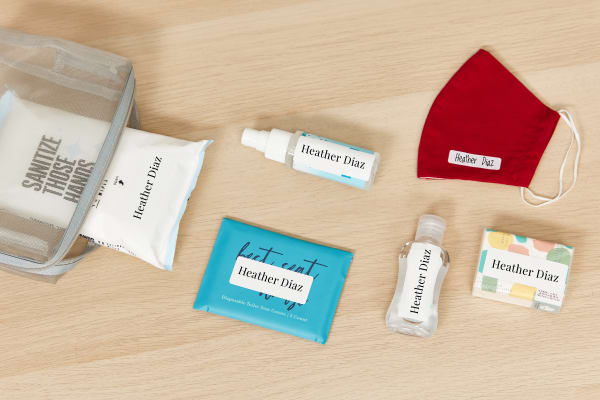 sanitize those hands covid safety kit with sanitizer face mask