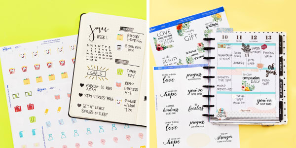 dimensions for planner stickers examples featuring personalized planner stickers made with avery labels including three quarter inch round labels two inch wide oval labels and two inch square labels