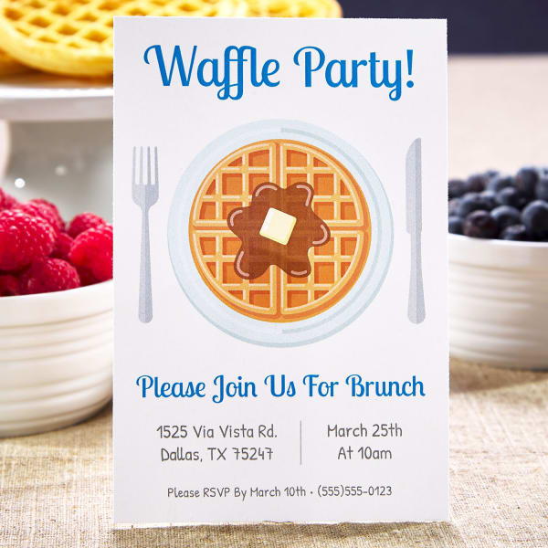 Waffle Bar Party Invitations Raspberries and Blueberries