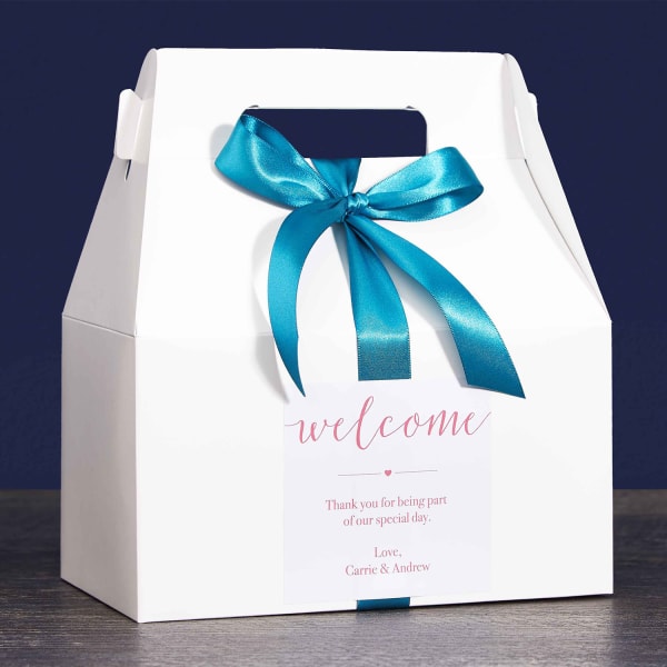 Welcome bag with blue bow