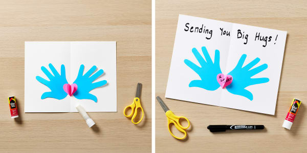 diy valentines card showing final steps to complete the card using avery school supplies