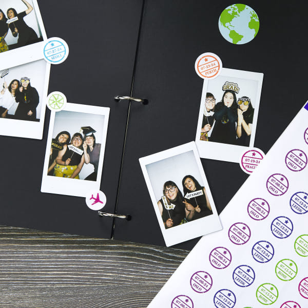graduation pary photobook with polaroids stamp stickers