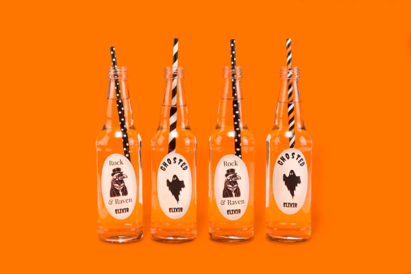 Halloween Party Glass Bottles with Labels
