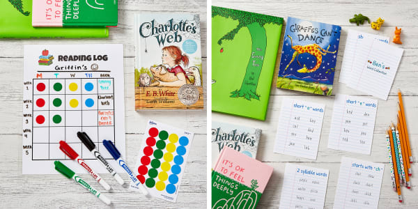 read log with color coded dots and markers books for elementary students pencils notecards