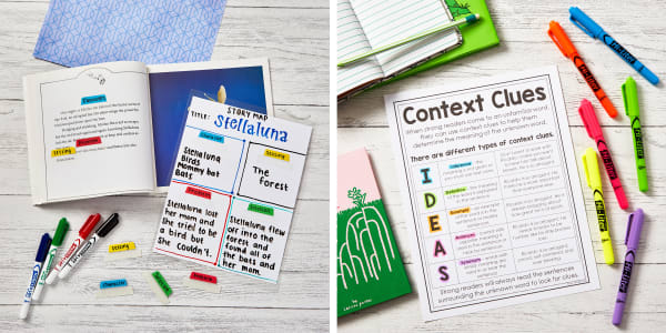 story map color coding reading book makrers highlighters ultra tabs context clues