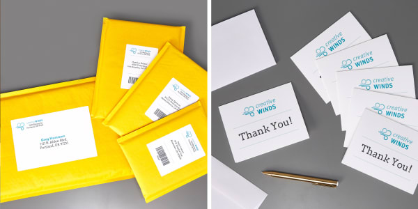 Branded packages and correspondence create a polished and professional impression