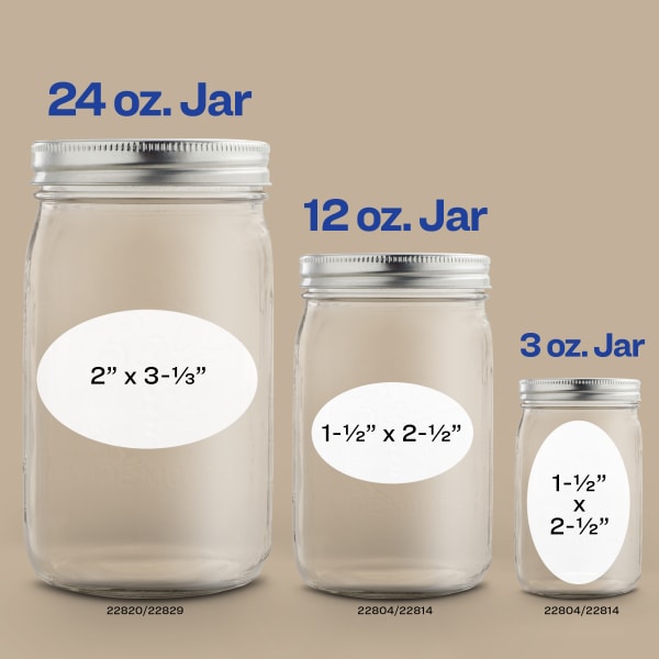 Canning label size charts for regular & wide mouth mason jars