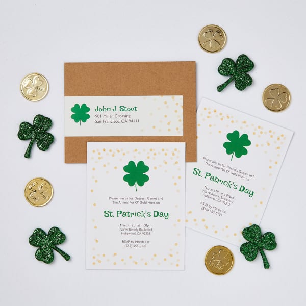 St Patrick's Day Party Wraparound Labels and Postcards