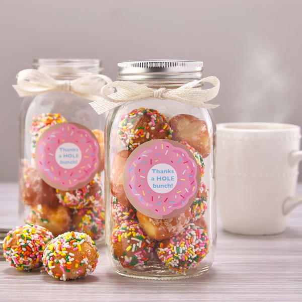 Donut holes in mason jar gift