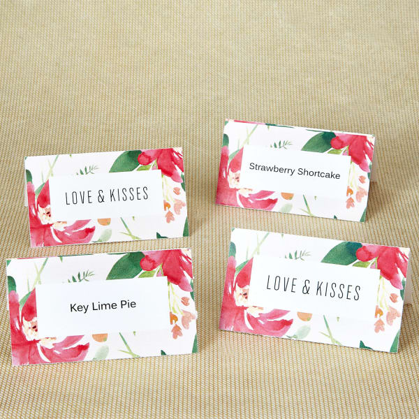 Bridal Shower Love and Kisses Tent Cards