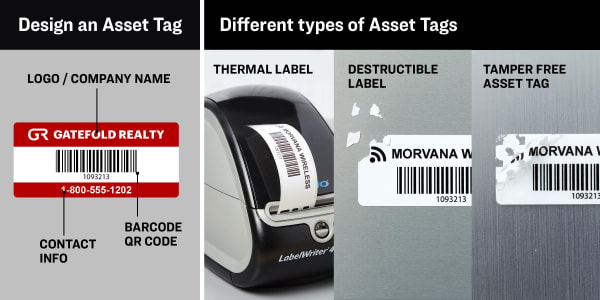 how to design an asset tag logo company barcode printer tamper free