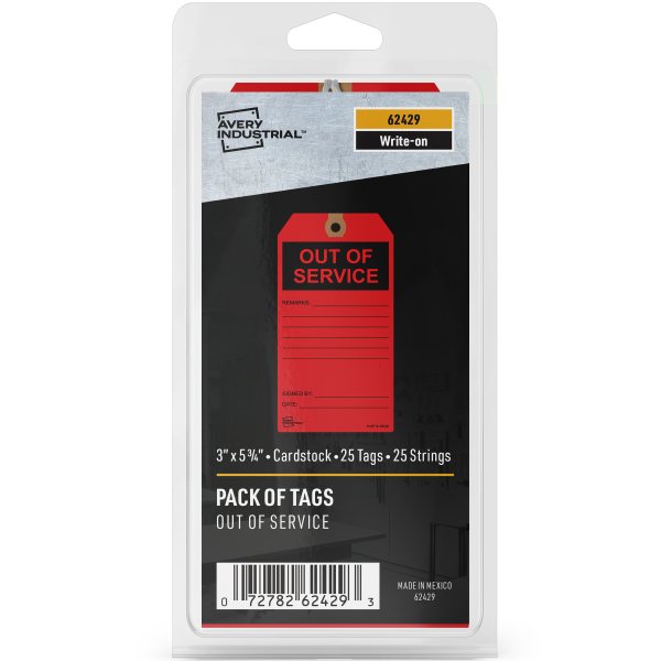 Red Out of Service Tags, 25ct 3" x 5-3/4"