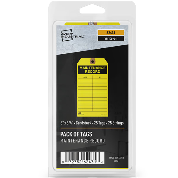 Yellow Maintenance Record Tags, 25ct 3" x 5-3/4"