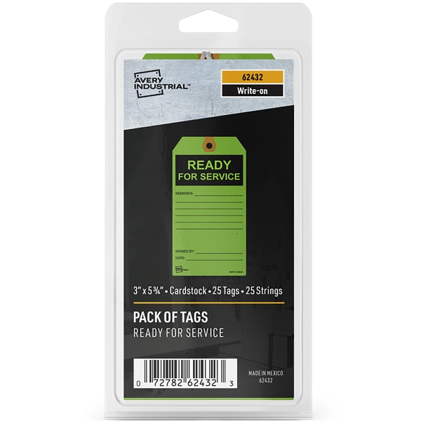 Green Ready for Service Tags, 25ct 3" x 5-3/4"