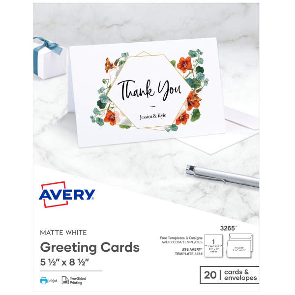 Half-Fold Greeting Cards & Envelopes, Matte White