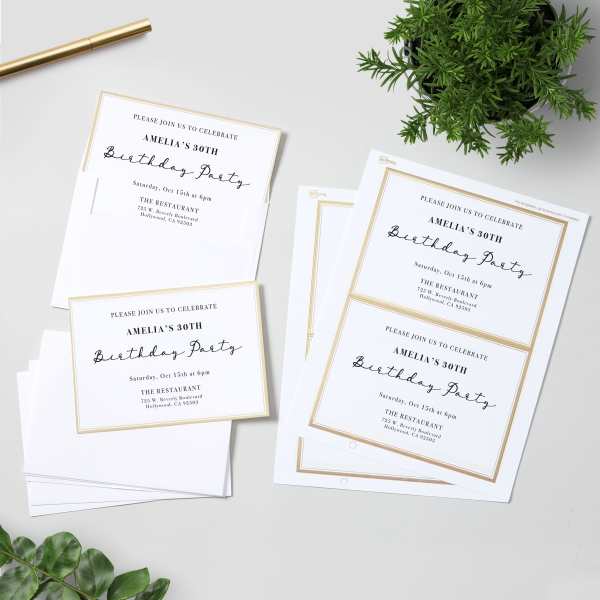 Avery® Invitation Cards with Metallic Gold Borders, 5