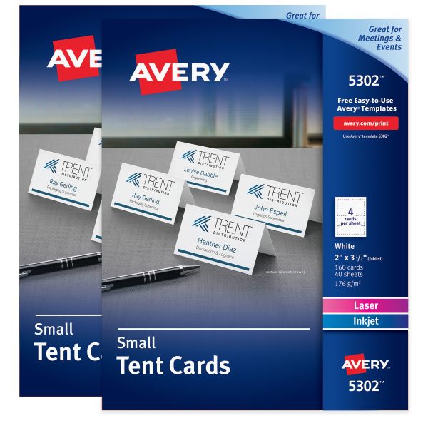 Print-to-the-Edge Tent Cards, 2" x 3-1/2", White