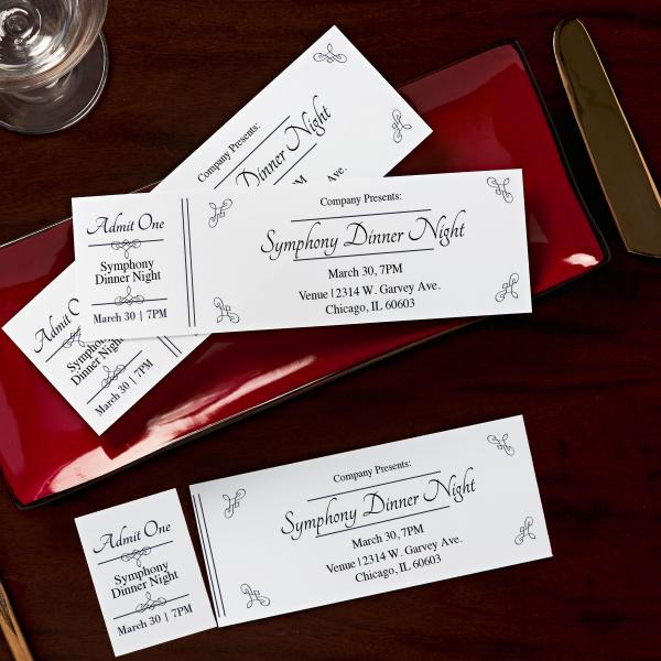 Printable Tickets with Stubs, 2-3/4" x 8-1/2"