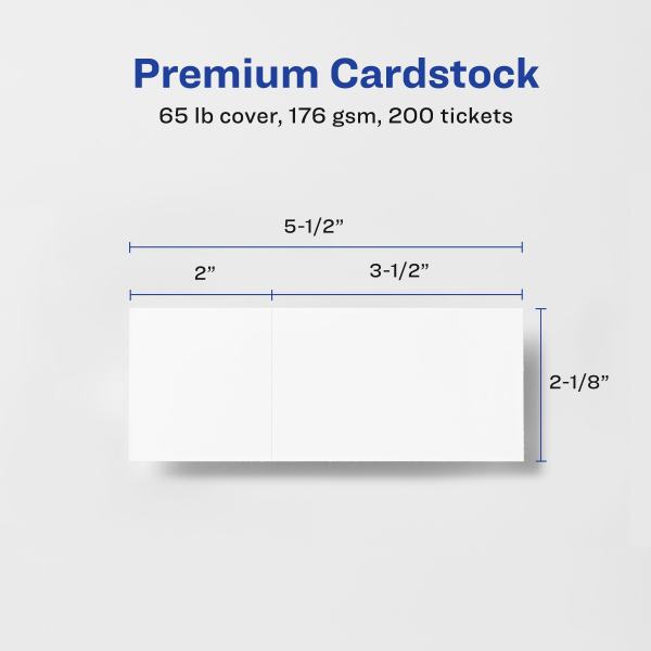 Printable tickets with stubs 2 1 8 x 5 1 2 16431 avery