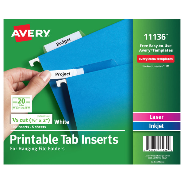 Printable Tab Inserts for Hanging File Folders