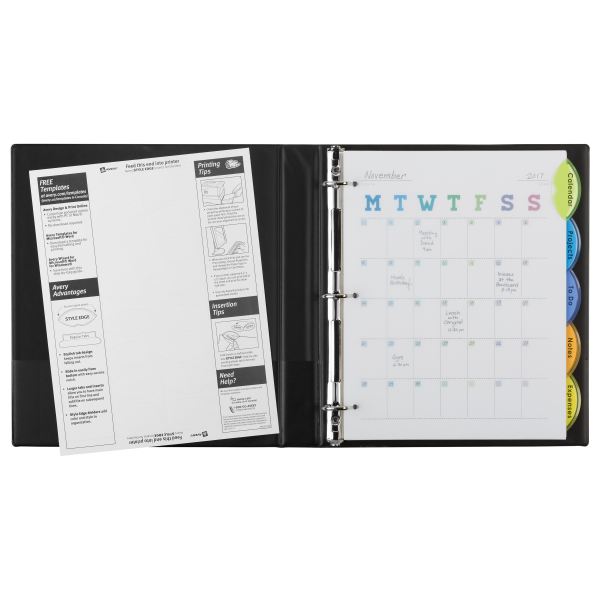 Lot Of 6 Avery Plastic Printed Tab Dividers 8.5 X 11" A-Z