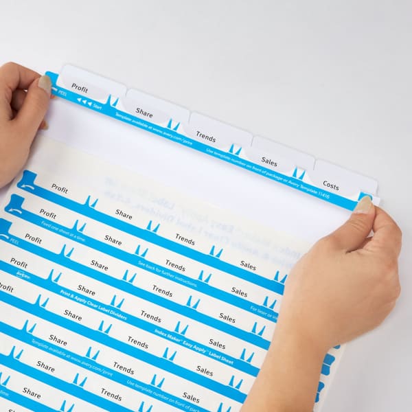 Avery 5 Tab Easy Print & Apply Clear Label Sheet Refills (11225) - Inkjet, Laser - Clear - 30 / Sheet - 3 Total Sheets - 30 / Pack