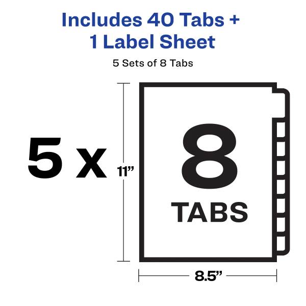 Avery Big Tab™ Print & Apply Dividers 8 Tabs, 5 Sets (11493) | Avery.com