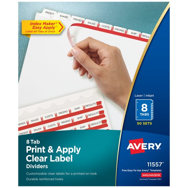 Avery Print & Apply Dividers 8 Tabs, 50 Sets (11557) | Avery.com