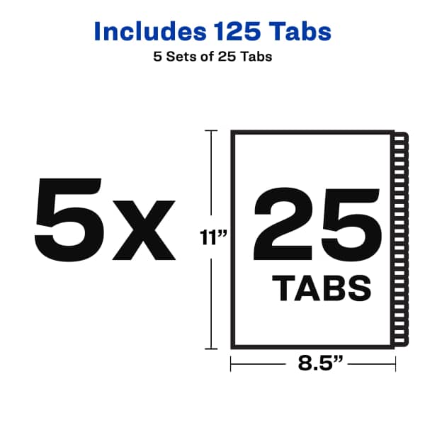 Avery® 1-25 Legal Exhibit Dividers for 3 Ring Binders, 25