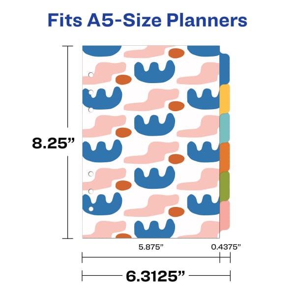 A5 Binder Aazon.co : Avery Planner Dividers For A5 Planners, 6-Tab Set, Flow... A5 6 Ring Dividers