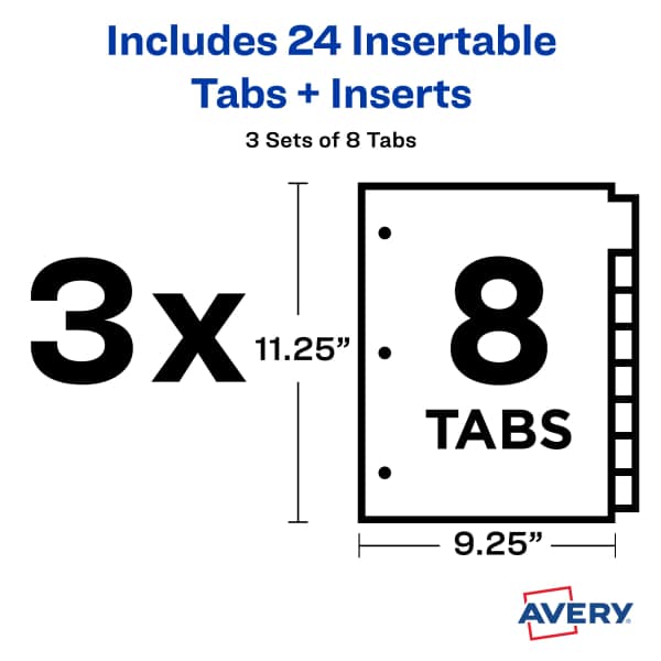Big Tab™ Plastic Insertable Dividers with Double Pocket Multicolor