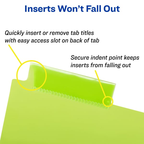 Big Tab™ Plastic Insertable Dividers with Double Pocket Multicolor