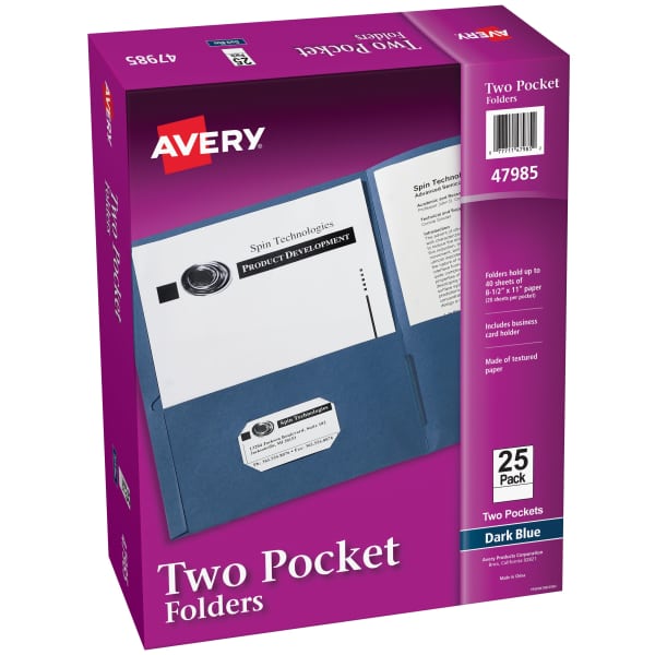Two Pocket Folders, 25 ct, Dark Blue