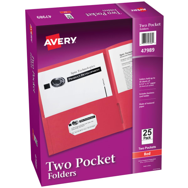 Two Pocket Folders, 25 ct, Red