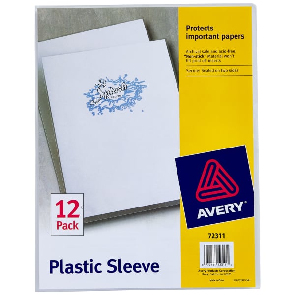 Plastic Document Sleeves, 12 Clear Sleeves