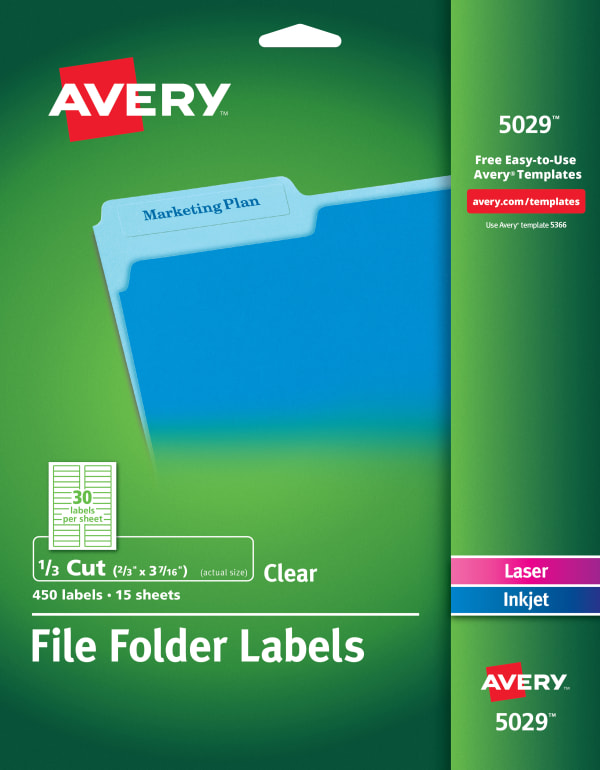 Clear Self-Adhesive Filing Labels, 2/3” x 3-7/16”