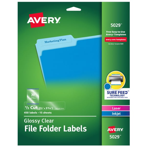 Clear Self-Adhesive Filing Labels, 2/3 x 3-7/16