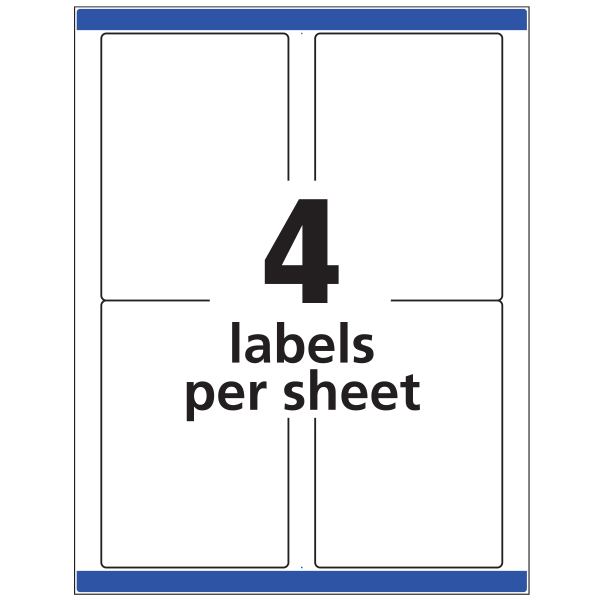 Avery® TrueBlock® Shipping Labels, Sure Feed™ Technology, Permanent Adhesive, 3-1/2" x 5", 100 Labels (8168)