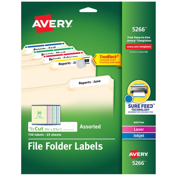 TrueBlock® File Folder Labels, 2/3 x 3-7/16