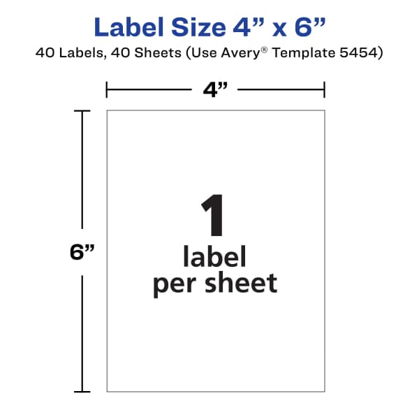 Avery(R) Removable Labels 4 quot x 6 quot Blank Labels Laser/Inkjet Printable