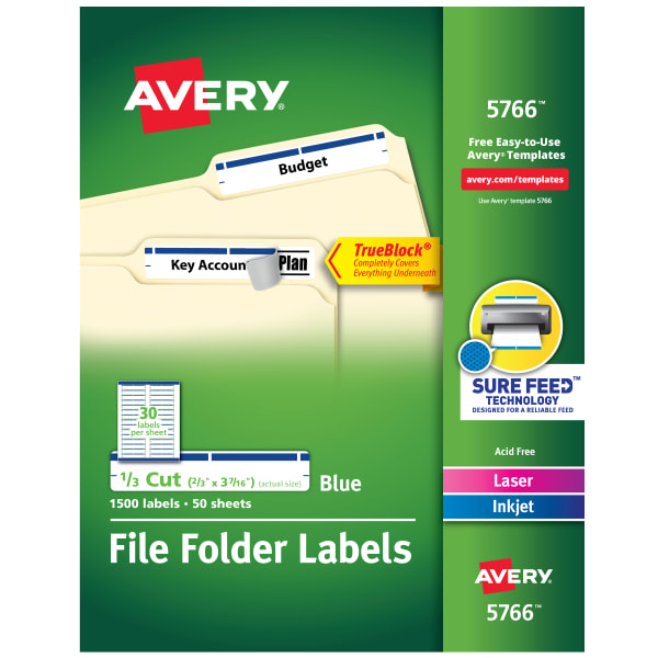 TrueBlock® File Folder Labels, 2/3” x 3-7/16”