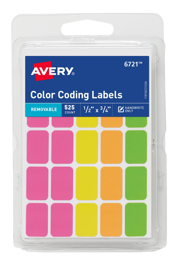 Color-Coding Stickers, 1/2" x 3/4", 525 Total
