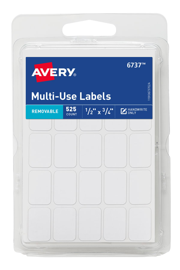 Removable Labels, 1/2" x 3/4", 525 Total