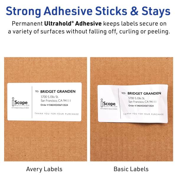 Avery Waterproof Shipping Labels with Ultrahold Permanent Adhesive, 5-1/2