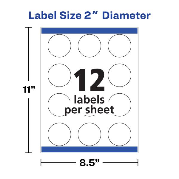 120 Glossy White Round Labels, 2" Diameter (22807)