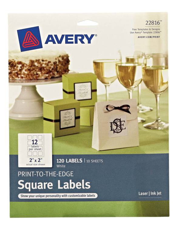 2" x 2" Square Labels with Sure Feed, Matte White