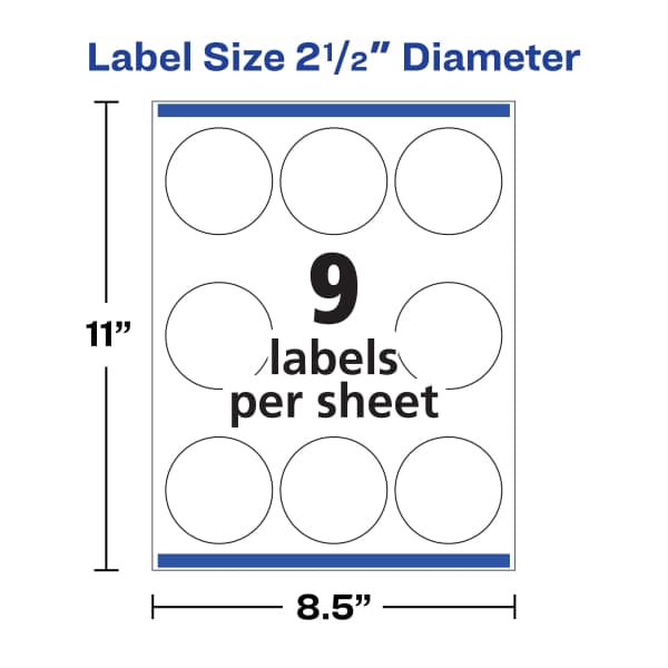 Avery® Glossy White Round Labels with Sure Feed™, 2-1/2
