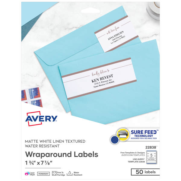 7-17/20" x 1-3/4" Wraparound Labels, White