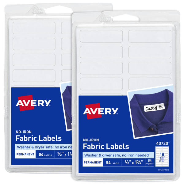 No-Iron Fabric Labels, 1/2" x 1-3/4", 108 Total